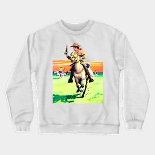 Running on Horseback through The  Desert Buffalo Bill Western Robbery Cowboy Retro Comic Crewneck Sweatshirt